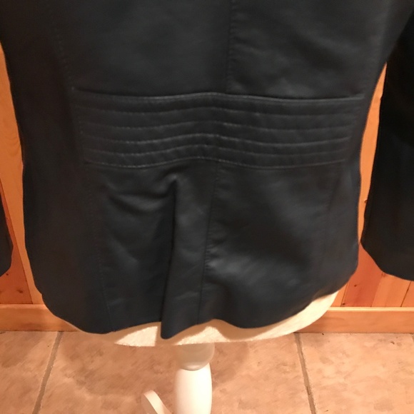CHARTER CLUB petite navy faux leather jacket - Picture 4 of 6